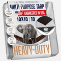10x10 Heavy Duty Tarp, Waterproof, 10 Mil Thick, High Durability, Tear & Fade Resistant, UV Treated, Grommets Every 18 Inches (10' x '10') - size: 10x10