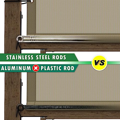 ColourTree 5' W x 5' L Brown Pergola Sun Shade Canopy Replacement Cover UPF50, Commercial Grade 260 GSM Cloth for Outdoor Patio, Includes Stainless Steel Weighted Rods (We Make Custom Size)