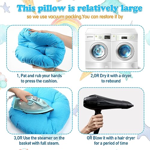 Fumete 8 Pcs 16 Inch Round Floor Cushions for Kids and Toddlers, Flexible Seating Classroom Furniture Floor Pillow for Home, Daycare, Preschool, Yoga and Meditation (Ice Blue) - color: Ice Blue