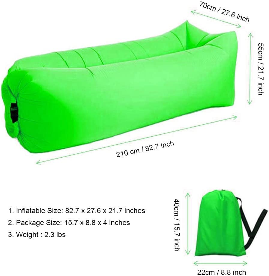 CCDXD Air Sofa, Inflatable Lounger Inflatable Couch for Travelling, Outdoor, Camping, Hiking, Beach Parties, Picnic, Backyard, Lakeside, air Hammock Inflatable Lounger for Adults (Green) - color: Green