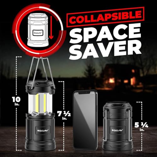2 Pack Camping Lantern - Portable LED Battery Powered Lantern with Magnetic Base and Foldable Hook for Emergency Use or Campsites, Essential Hurricane Survival Kit | Batteries Included - color: Dark Charcoal