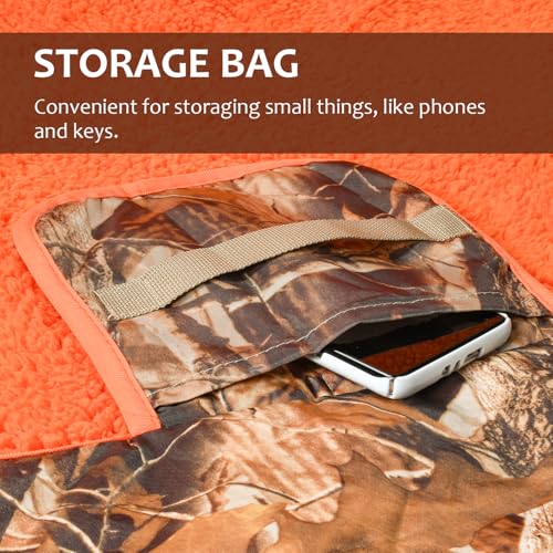 Tirrinia Large Waterproof Outdoor Blanket, Soft Warm Windproof Stadium Blanket with Sherpa Fleece and Foldable for Outdoor Sport, Baseball, Football, Beach, Concerts, Car - color: Camo Orange, size: 51”x 59”