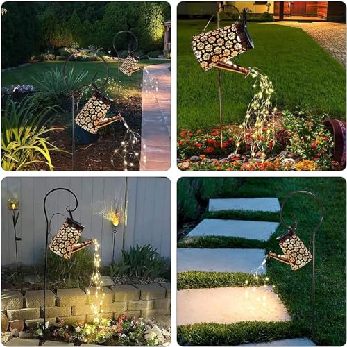2 Pack Solar Watering Can with Lights,Solar Outdoor Garden Decor Waterproof Hanging Lantern Landscape Lights Outside Decorations for Yard Lawn Patio Gardening Gifts. - color: Warm White-2
