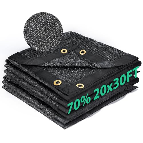 Kesfitt 70% Shade Cloth 20x30 ft, Breathable HDPE Mesh Sun Shade Tarp for Garden & Greenhouse, UV Resistant Outdoor Shade Fabric with Copper Grommets for Plants, Patio, Yard - size: 20ftx30ft, style: 70% Shading Rate