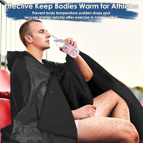Catalonia Waterproof Stadium Blanket, Windproof Wearable Poncho for Football Sideline & Sports Events for Fans, Portable, Durable Outdoor Blanket for Camping & Tailgating - color: Black / Black