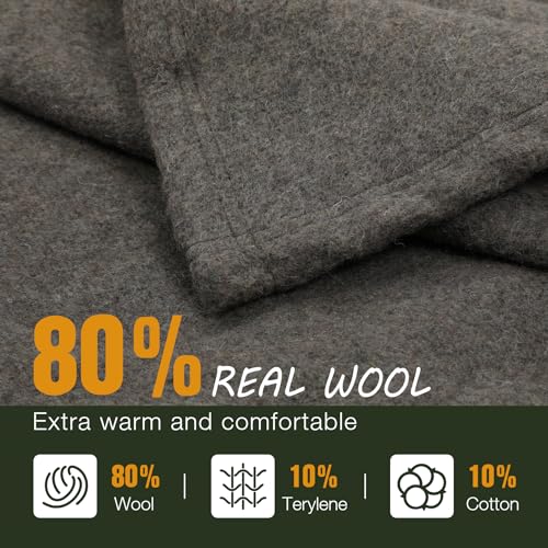 REDCAMP Wool Blanket, Warm and Thick Wool Camping Blanket- Great for Outdoors, Stadium Blanket, Picnics, Travel and Car, Machine Washable 86"x 63" Grey - color: 86"x 63" Grey