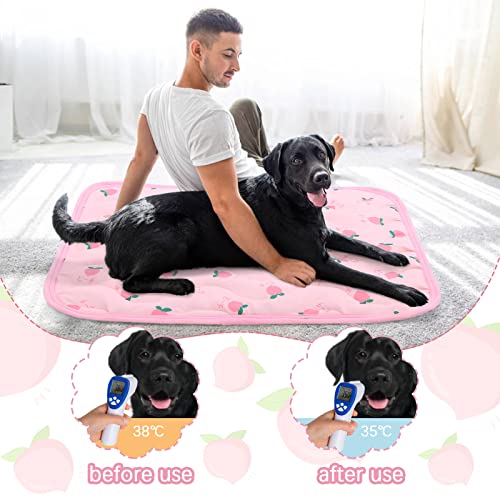 Dog Cooling Mat, Summer Cooling Mat for Dogs, Self Cooling Pad for Small Medium Large Dogs Cats, Non-Toxic Breathable Sleep Bed Summer Pet Bed Puppy Ice Blanket for Kennel Sofa Bed Floor - color: Pink, size: L