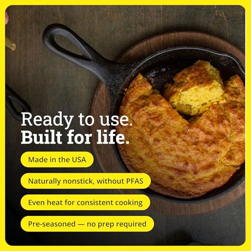 Lodge Seasoned Cast Iron Skillet 6.5 Inches - PFAS-Free, Non-Toxic Cookware - Use with an Oven, Stove, Grill, or Campfire - Naturally Non-Stick & Oven Safe - size: 6.5 Inch (1 Count)