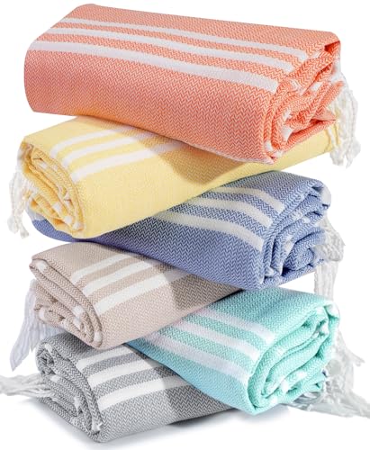 6 Packs Oversized Turkish Beach Vacation Essentials Bath Towel Set Bulk Extra Large Sand Free Quick Dry Swim Camping Pool Clearance Towels Travel Blanket Adult Stripe Proof Cloud Men Women Adult - color: Tw Multicolors Beige, size: 72 X 36 Inch