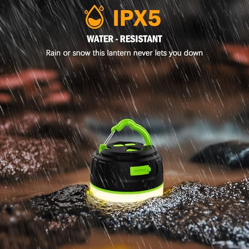 Yonktoo Rechargeable Camping Lantern with 6400mAh Battery, 300 Hour Runtime, 5 Light Modes, Adjustable Brightness, Waterproof, Hook & Magnetic Base, Battery Operated for Camping & Power Outages - color: Green, size: Standard Edition