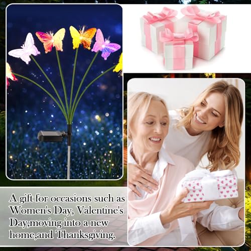 4 Pack Solar Butterfly Lights Outdoor Garden, 6 Head Solar Swaying Pathway Stake Lights Waterproof for Yard Lawn Patio Walkway Landscape Decor - style: Butterfly