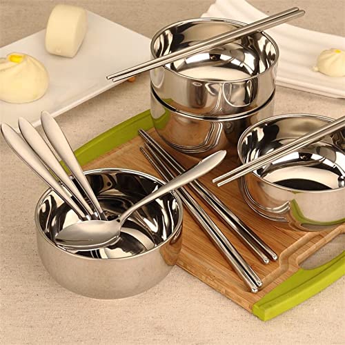 JSEIAJB Picnic Tourist Tableware Set Camping Stainless Steel Cutlery Bowl Chopsticks Spoon Suit Bag Outdoor Travel Hiking Accessories