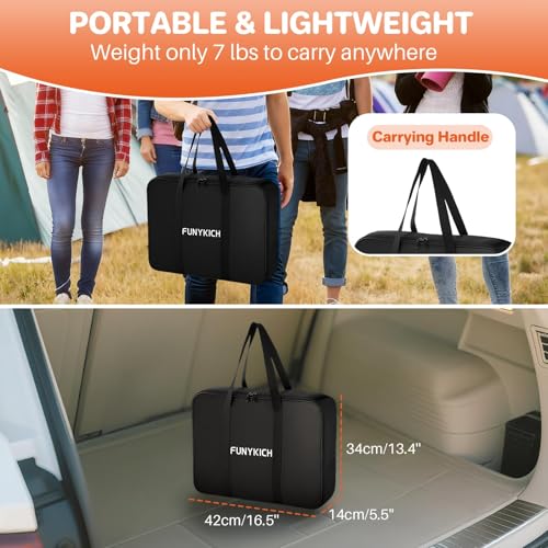 FUNYKICH 3ft Aluminum Roll Up Camping Table(L35''xW16''), 4 Height Adjustable Ultralight Folding Camp Table Up to 28'', Portable Tables with Carry Bag for Camping, Picnic, BBQ, Party, Backyard, Beach - size: Aluminium tabletop-35''x16''x(28/24.8/26.4/20''