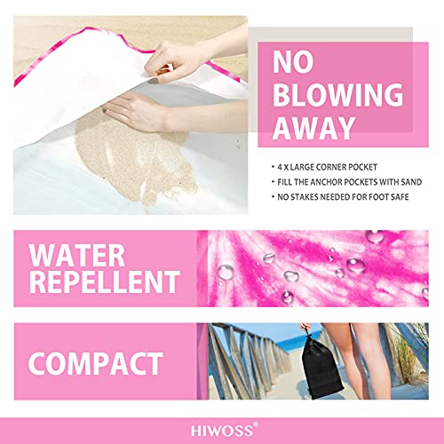 Beach Blanket Waterproof Sandproof Oversized 95”x 80”,Sand Free Beach Mat with Corner Pockets,Portable Mesh Bag for Beach Festival,Picnic,Travel and Outdoor Camping (PinkFloyd) - color: Pinkfloyd