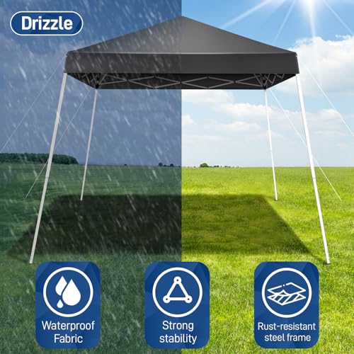 6x6ft Pop Up Canopy Tent,Portable Home Use Waterproof Folding Tent,Easy Up Gazebo Canopy Tents,Commercial Beach Tents,with Carry Bag,for Outdoor Patio Camping Wedding Party BBQ Garden (Dark Grey) - size: 6x6ft