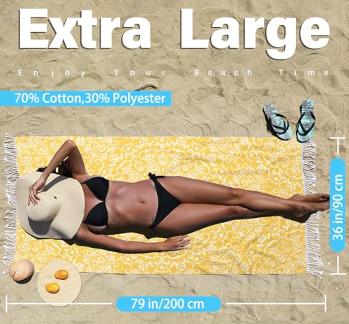 Widdonen 2 Pack Turkish Beach Towel Quick Dry Absorbent Cotton Lightweight Thin Bathroom Bath Pool Swim Towels Extra Large Oversized Sand Free Beach Accessories Essentials Stuff Cloud Adults Gift - color: 2 Pack Circle Turtle, size: X-large(79 X 36 Inches