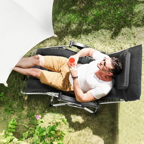 VEVOR Zero Gravity Chair, 33 inch Zero Gravity Recliner Lounge Chair for Indoor and Outdoor, Adjustable Anti Gravity Chair with Cushion, Headrest, Footrest, and Cupholder, 500 lbs, Black - color: Black, size: 33 Inch