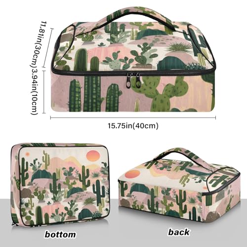 Casserole Carriers for Hot or Cold Food Reusable Casserole Dish Carrier Insulated Thermal Large Capacity Durable Perfect for Party Camping Family Gatherings Yellow Fish - color: Boho Cactus Mountains and Sun