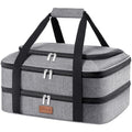 Lifewit Double Decker Casserole Carrier for Hot and Cold Food, Insulated Casserole Dish Carrier Carrying Case with Tool Room, Thermal Bag for Potluck Parties Cookouts Fits 9"×13" Baking Dish, Gray - color: Gray