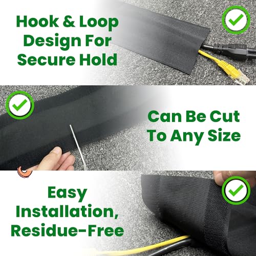 ECOHomes Carpet Cord Cover (Black, 4 Inch x 30 FT) | Cord Covers for Carpet to Hide Floor Cables and Electric Wires, Low Profile Cord Hider for Extension Cords and Cable Management in Home and Office - color: Black, size: 4 Inch x 30 FT