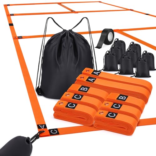TOBWOLF Pickleball Court Marking Kit, Portable Temporary Pickleball Court Lines Markers with Tape & 8PCS Sandbags, No Measurement Required Official Size Pickleball Lines Marking Set for Outdoor Indoor