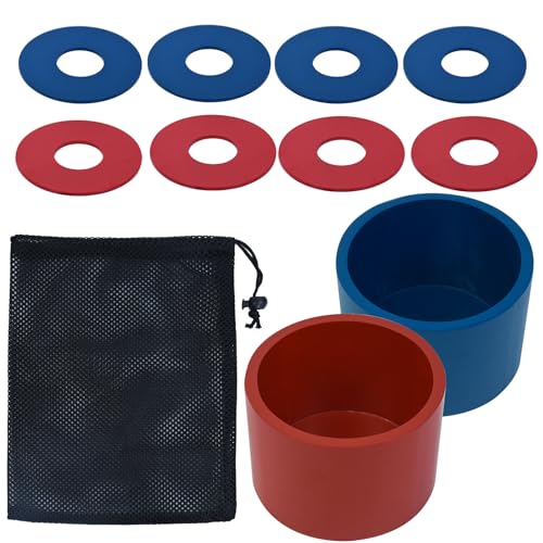 Washer Toss Game Sets Includes 2 Solid Wood Targets and 8 Metal Washers, Portable Beach Cornhole Game Ring Toss Games Outdoor Beach Yard Games for Adults and Family