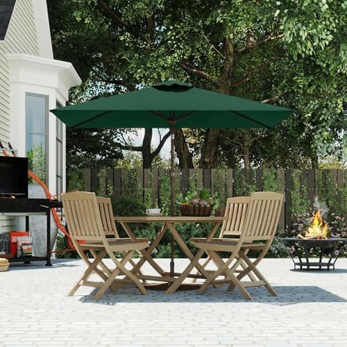 6.5' x 10' Rectangular Patio Umbrella Large Outdoor Market Umbrella w/UV Protection, Push Button Tilt and Crank Lift, Rectangle Table Umbrella for Garden, Deck, Pool, Patio, Forest Green - color: Forest Green