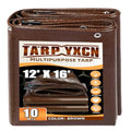 Brown Tarp 12x16 Feet, 10 Mil Thick Waterproof Poly Tarps Cover UV Resistant, Rip & Tear Proof with Metal Grommets Every 20 Inches - color: Brown, size: 12x16 Ft