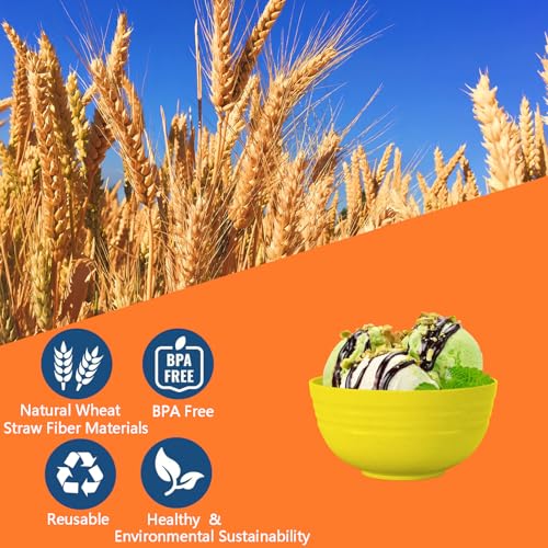 Homestockplus 24 OZ Wheat Straw Cereal Bowls Set of 8, Unbreakable & Reusable Bowls, BPA Free Eco Friendly, Microwave & Dishwasher Safe, Multi Color Bowls for Ramen, Soup, Salad - color: Multicolor, size: 24 oz
