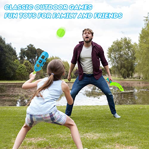 Scoop and Toss Set - Outdoor Toys for Kids with 2 Scoop Rackets and 2 Balls, Beach Lawn Yard Scoop Ball Game for Kids and Adults,Backyard Outside Toss and Catch Game - color: 2 Bule 2 Green