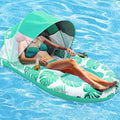 COOLCOOLDEE Pool Lounge Float with Canopy UPF50+,Extra Large Pool Floats for Adults Heavy Duty,Inflatable Lounger Float with Cup Holder & Backrest,Footrest - color: Green