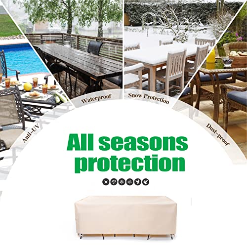 F&J Outdoors Waterproof Anti-UV Heavy Duty Rip-stop Fabric Large Patio Furniture Covers, 126"x83" - color: Beige, size: 126"(w)×83"(d)×27.5"(h)