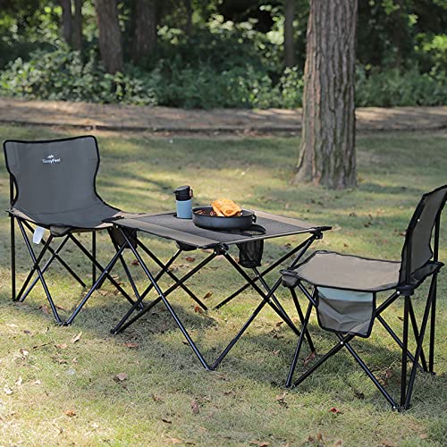 SUNNYFEEL Outdoor Folding Table | Lightweight Mesh Compact Camping Table, Roll Up Top 2 People Portable Camp Tables with Carry Bag for Picnic/Cooking/Beach/Travel/BBQ - color: Mesh-blue-1set