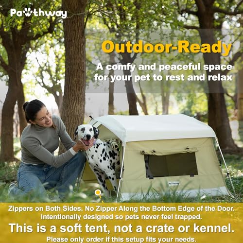 Dog Tent Cotton Fabric, Aluminum Poles and Camping Mat, Outdoor Weatherproof, Dog House Outdoor, Breathable with 2 Side Windows, Portable and Collapsible (Green, Large) - color: Green, size: Large, 39.4''L x 31.5''W x 26.4''H