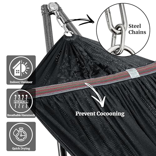 Tranquillo Universal Hammock Stand 600 lbs Capacity, Instant 20s Foldable, 3-Year Warranty Hammock with Stand, 2 Person Camping Revolutionary Portable No Screws, Premium Hammocks, Black - color: 1. Black
