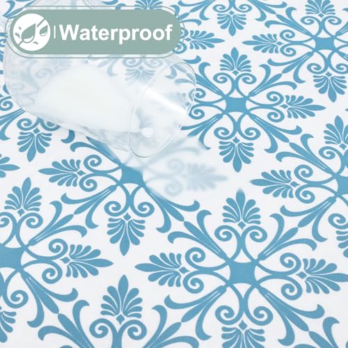misaya Rectangle Vinyl Table Cloth, Elastic Fitted Flannel Backed Tablecloth, 100% Waterproof Plastic Table Cover Fits 4 Foot Folding Tables for Picnic, Camping, Outdoor (Aqua, 30" x 48") - color: Aqua, size: 48" x 30" (Rectangular)