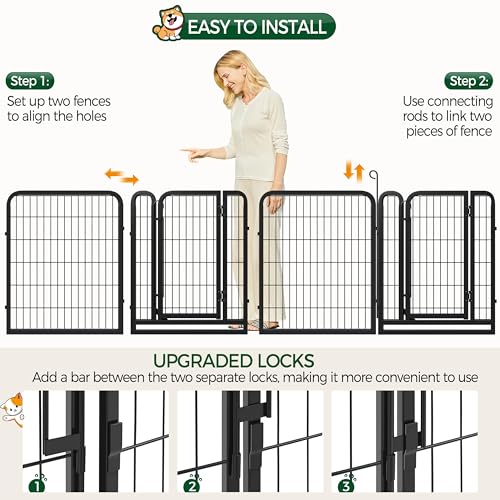 Yaheetech Dog Playpen Outdoor, 32 inch 16 Panels Dog Pen Indoor Heavy Duty Puppy Exercise Pen Metal Pet Fence for RV Camping/Yard/Garden - size: 32"