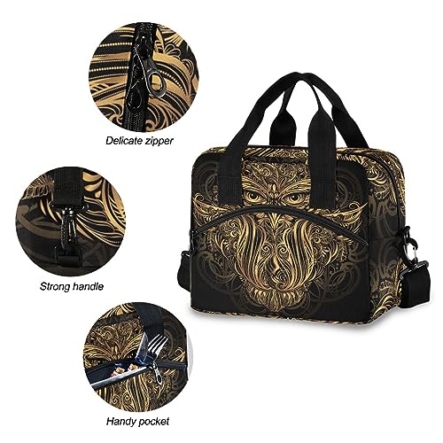 Mascot Owl Insulated Lunch Bag Reusable Lunch Tote Bag Cooler Bag for Women Men Adult Lunch Box with Adjustable Shoulder Strap Leakproof Lunch Bag for Work Picnic Camping - color: Mascot Owl