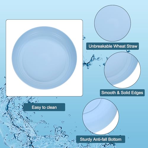 uxcell 8Pcs Plastic Plates Set, 10 Inch Unbreakable Dinner Plates Set Plastic Plates Reusable Dishwasher & Microwave Safe for Restaurants Kitchen Food Outdoor Camping, Light Blue - color: Light Blue, size: 10"