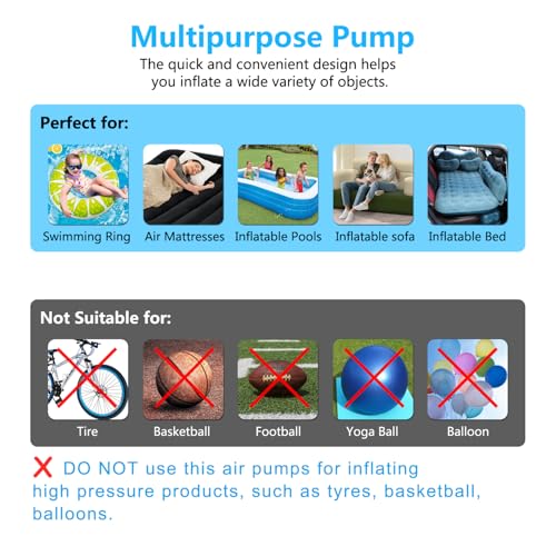 Newpol Inflatable Bed Pump, Electric Air Pump with Free Swimming Ring for Air Mattress Beds, Inflatable Swimming Pools, Swimming Rings - size: AC:110-120V Power Plug