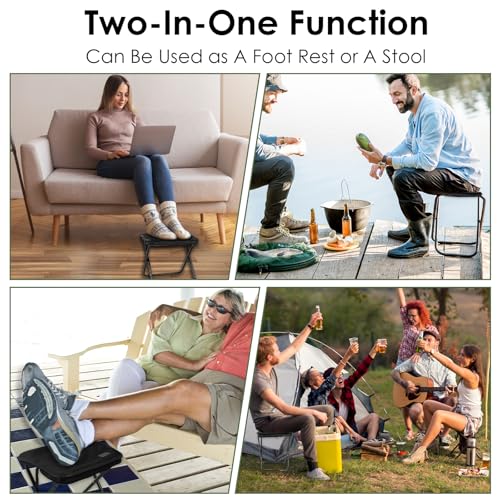 MOONCY Portable Stool, 13 Inch Small Folding Stool for Adults, Ultralight Black Camping Stools for Hiking and Fishing, Hold Up to 265 LBS - color: Black
