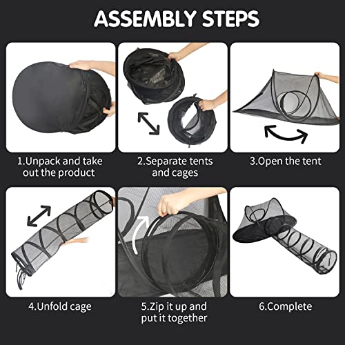 Rest-Eazzzy Cat Tent Outdoor, Pet Enclosure Tent Suitable for Cats and Small Animals, Indoor Playpen Portable Exercise Tent with Carry Bag(Pet Tent& Tunnel) S - color: black-straight tunnel
