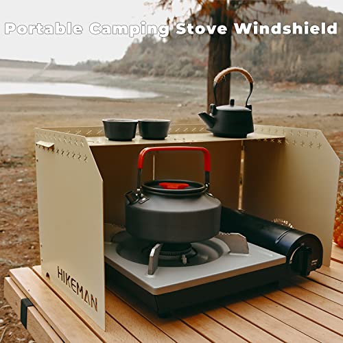 HIKEAMN Camping Stove Windscreen - Outdoor Folding Gas Stove Windshield,Camping Wind Blocker with a Storage Bag for Camping,Hiking,Picnic,Cooking (black) - color: black