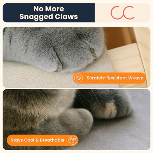 CallieCo Wooden Cat Hammock Bed, Modern Elevated Pet Lounger with Premium Wooden Frame & Breathable Fabric, Stylish Indoor & Outdoor Cat Bed for Cats & Small Dogs - Gray - color: Gray