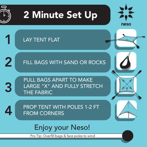 Neso Portable Beach Tent Sun Shelter - Lightweight Beach Shade Canopy - Easy Setup for Family Outings - Patented Reinforced Corners - UPF 50+ Sun Protection - color: Save the Reef