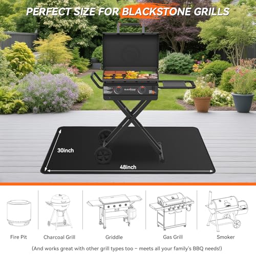 48x30 inches Large Under Grill Mats for Blackstone, Double-Sided Fireproof Outdoor Grill Protective Mat, Oilproof Waterproof BBQ Fire Pit Fireplace Mat - color: 48"x30"