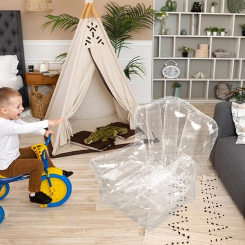 Transparent Inflatable Sofa Chair - PVC Blow Up Couch Portable Clear Lounger - Camping Lazy Air Couch for Balcony Pool Picnic