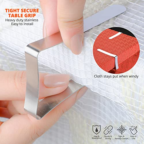 Tablecloth Clips [USA Based Brand] - 12 Pack Stainless Steel, Rust Proof Table Clips for Home, Restaurants, Picnic, Party, Dining Tables - Fits Up to 1.8 Inch Thick Tables - color: 12 Pack Silver S (for 1 ~ 1.8inch)