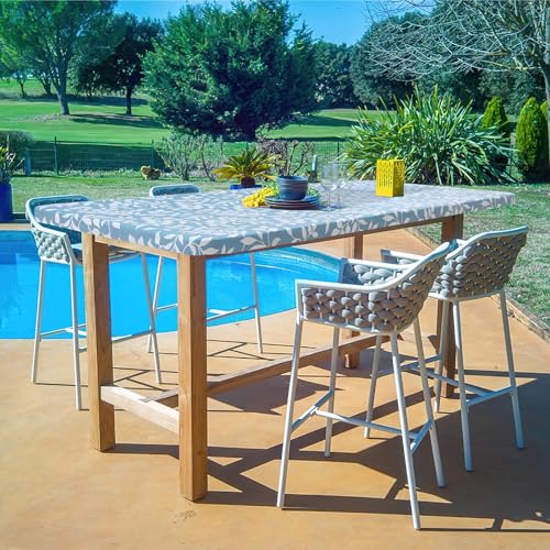 misaya Rectangle Vinyl Tablecloth, Fitted Table Cover, 100% Waterproof, Elastic Edge, Flannel Backing, Plastic Table Cloth Fit 4 Foot Folding Tables for Picnic, Camping (Blue Leaves, 30x48 inch) - color: Baby Blue, size: 48" x 30" (Rectangular)