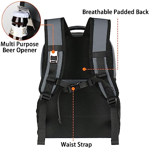 MATEIN Cooler Backpack, 26 Cans Insulated Lunch Backpack for Men Women, Leakproof Double Layer Lunch Cooler Bag Lightweight Soft Lunch Backpack with Cooler Compartment, Beach Camping Hiking Beer Gifts - color: Austere Grey, size: 40 Cans